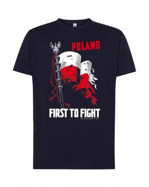 Koszulka granatowa- "Poland First to fight"